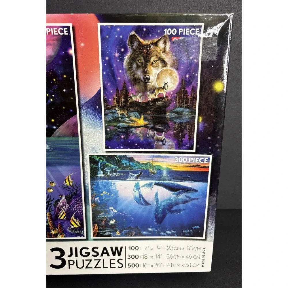 Ceaco Puzzles John Enright Glow In The Dark 3 Pack Puzzle 100 300 500 Pieces NEW